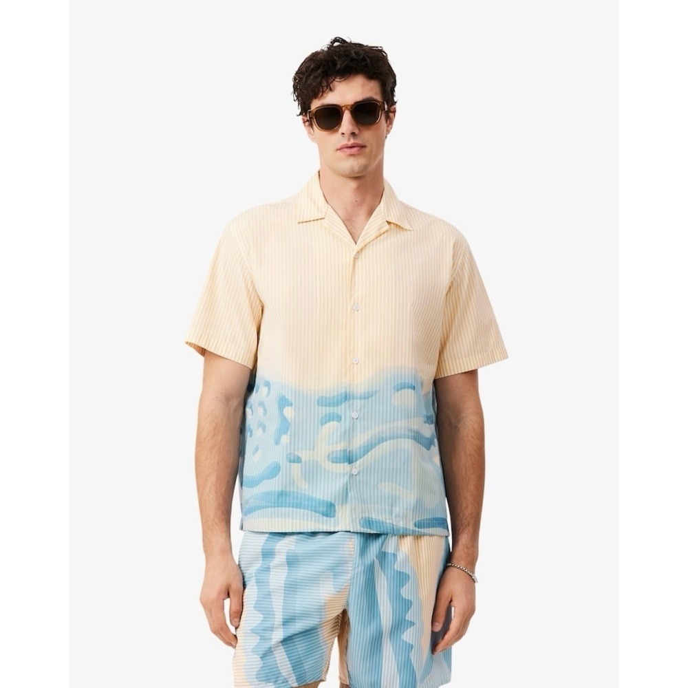 NWT Lacoste Relaxed Fit Striped Crocodile Shirt Sz 40 (M) Resortwear $170